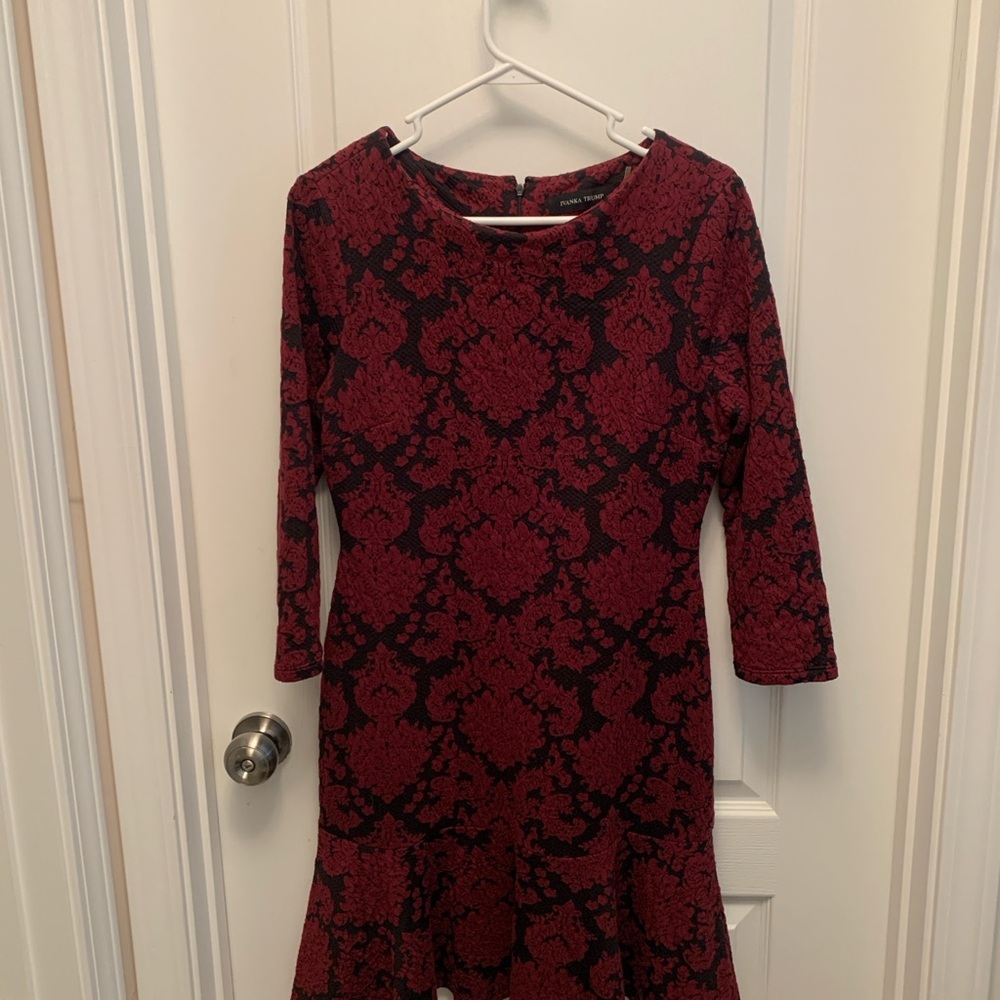 Ivanka Trump Red Sheath Dress 3/4 Sleeve Cocktail